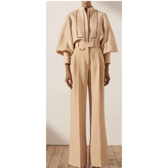 Shona Joy IVY HIGH WAISTED TAILORED PANT PEANUT BUTTER US 12 AU 16 - Picture 1 of 11